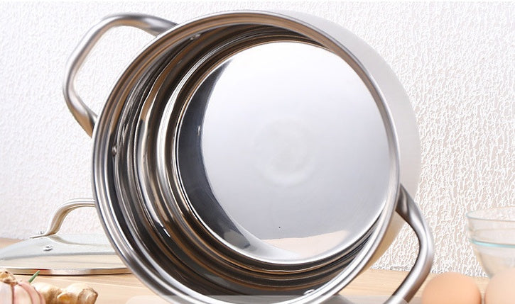 304 Stainless Steel Soup Pot Extra High Thick Bottom Stew Pot Cookware