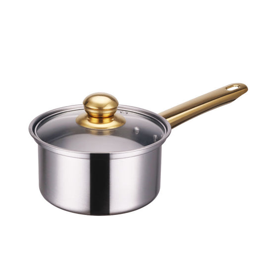 Stainless Steel Gold Handle Pot Set Non Stick Cookware Set with Lids
