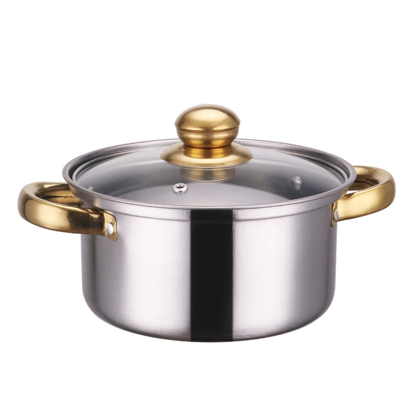 Stainless Steel Gold Handle Pot Set Non Stick Cookware Set with Lids