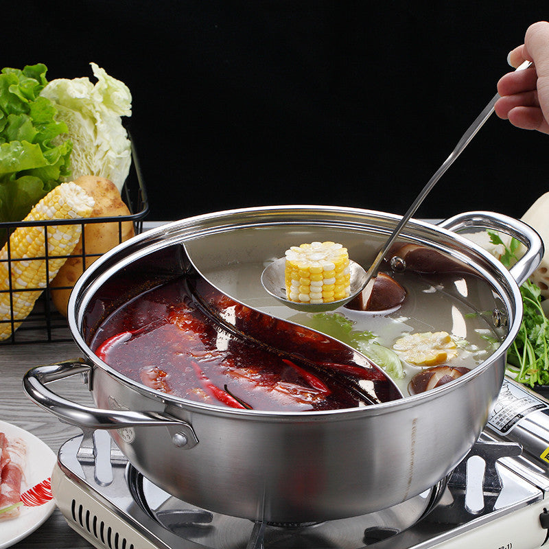 Stainless Steel Two-Flavor Mandarin Duck Hot Pot – Dual Soup Divider Cooking Pot