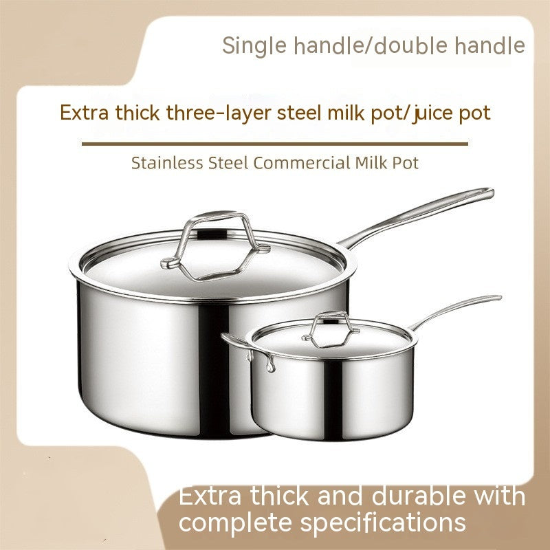 304 Stainless Steel Single Handle Sauce Pot Thick Bottom Milk Pot – Small Non Stick Cooking Pot