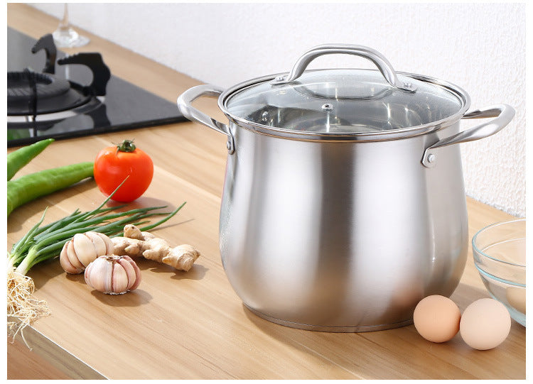 304 Stainless Steel Soup Pot Extra High Thick Bottom Stew Pot Cookware