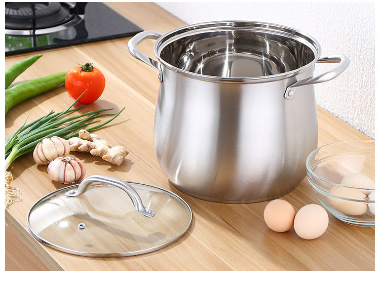 304 Stainless Steel Soup Pot Extra High Thick Bottom Stew Pot Cookware