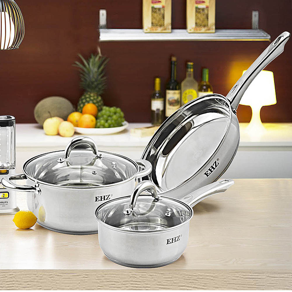 Pot Combination Stainless Steel Non Stick Pan Full Set with Lid