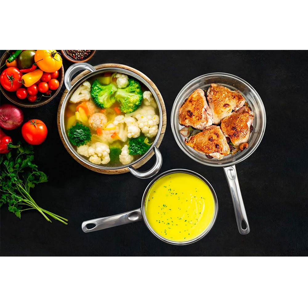 Pot Combination Stainless Steel Non Stick Pan Full Set with Lid
