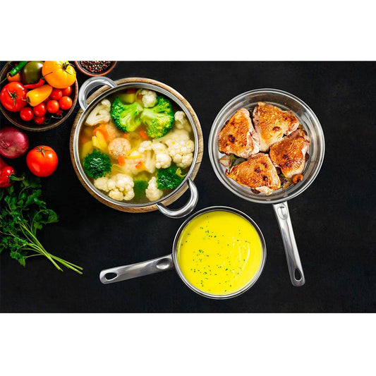 Pot Combination Stainless Steel Non Stick Pan Full Set with Lid