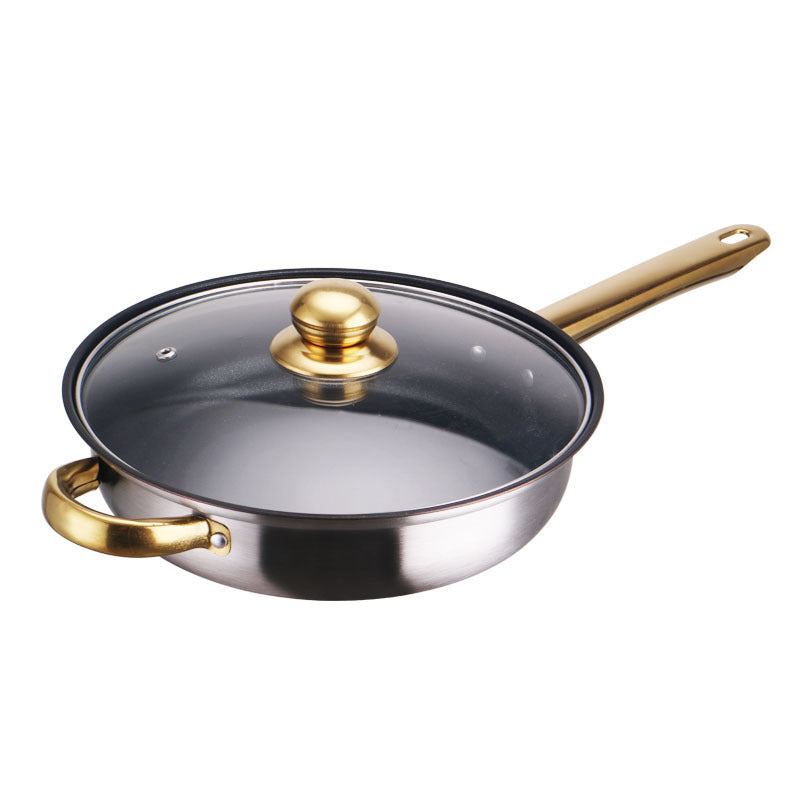 Stainless Steel Gold Handle Pot Set Non Stick Cookware Set with Lids