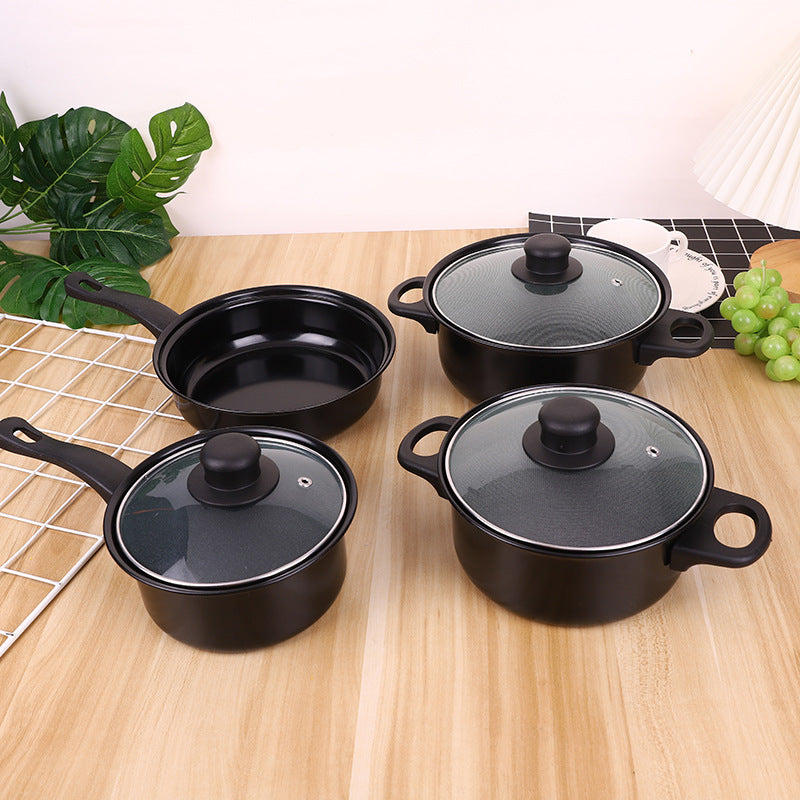 4-Piece Stainless Steel Non-Stick Soup Pot Set with Glass Lid – Multi Functional Cookware Set