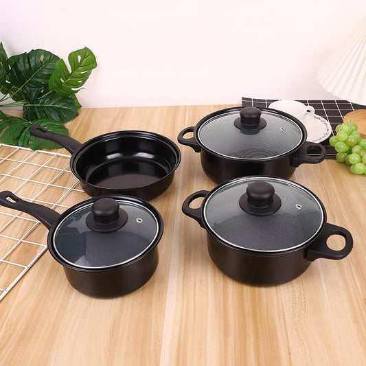 4-Piece Stainless Steel Non-Stick Soup Pot Set with Glass Lid – Multi Functional Cookware Set