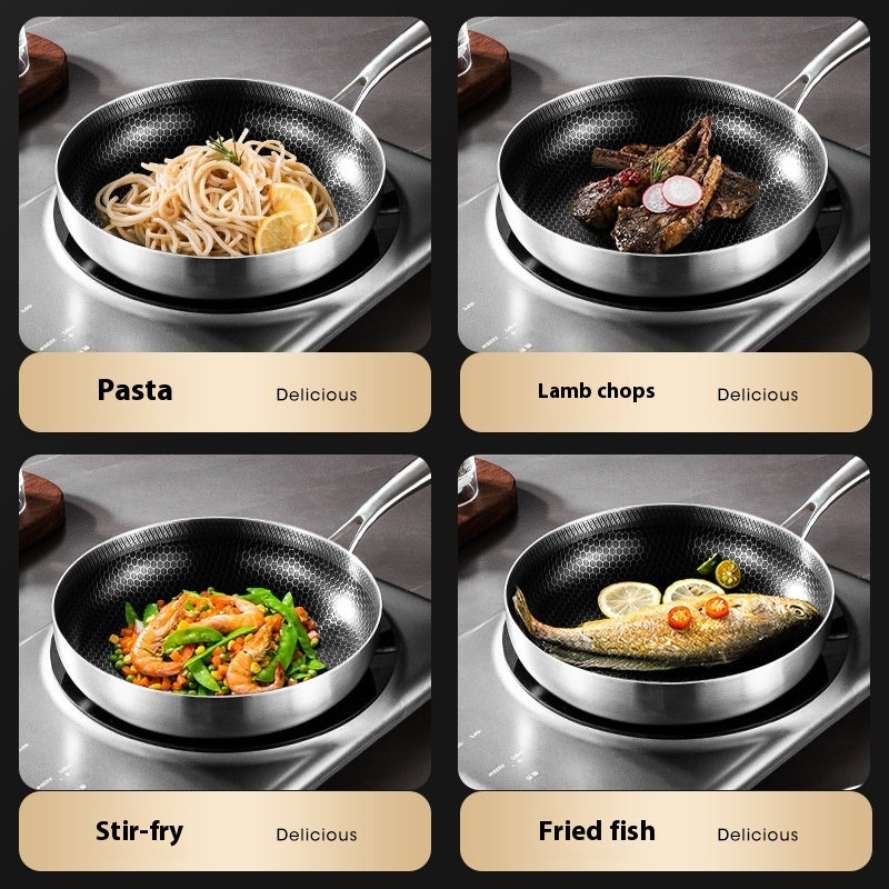 316 Stainless Steel Honeycomb Non-Stick Frying Pan – Induction Safe Skillet