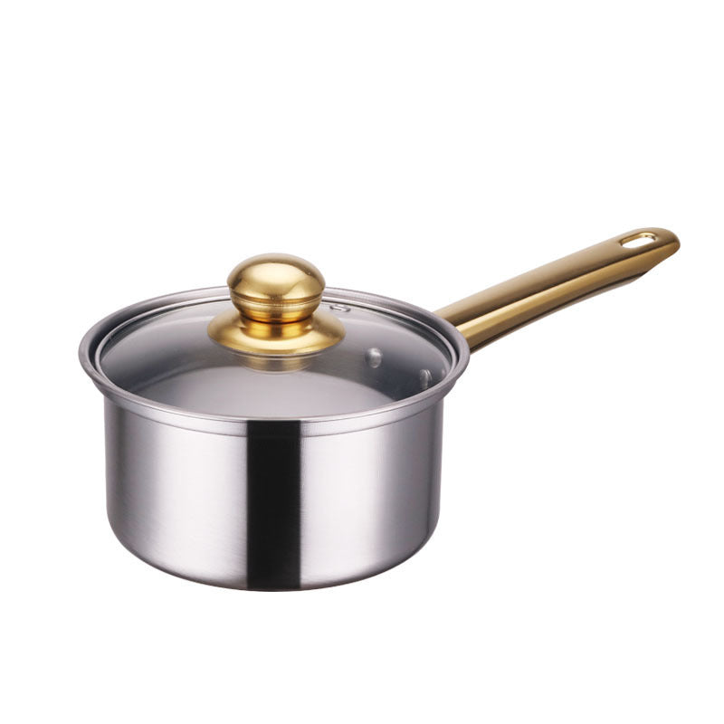 Stainless Steel Gold Handle Pot Set Non Stick Cookware Set with Lids